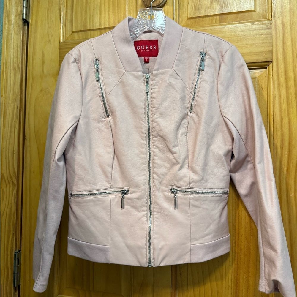 GUESS Women's Pink faux leather size S Jacket - Picture 1 of 11